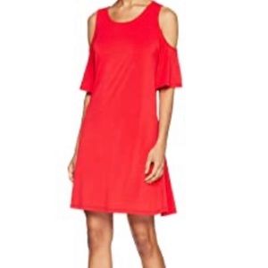 Slinky knit cold shoulder dress